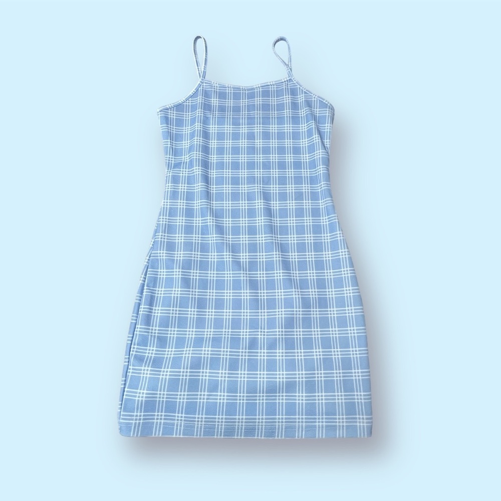 BABY BLUE PLAID DRESS FROM SHEIN